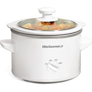 Elite Gourmet MST-250XW# Electric Slow Cooker Ceramic Pot Adjustable Temp 1.5Qua